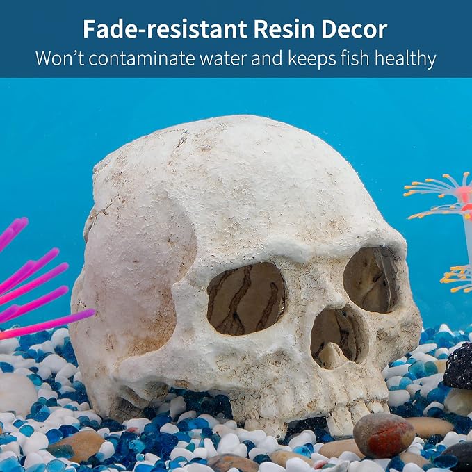 Uniclife Aquarium Skull Reptile House Decor Resin Head Skeleton Ornament - Image 7