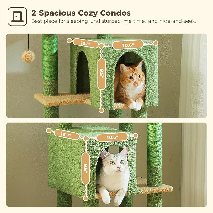 Cactus Cat Tree, 62-Inch Large Cat Tower - Image 3