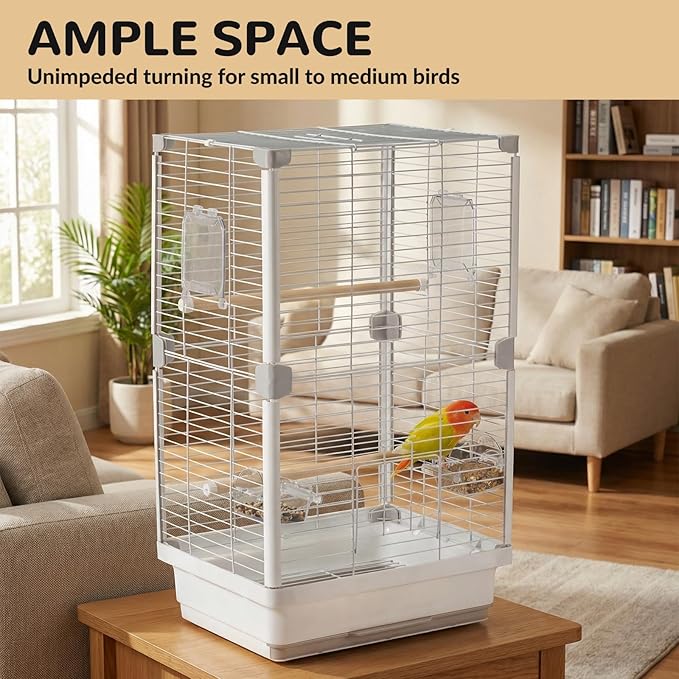 24" Portable Double-Layer Bird Cage, Travel Parrot Carrier - Image 6