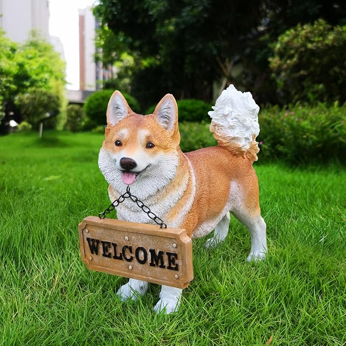 Akita Statue Outdoor Decorations – Dog Statues Outdoor Standing Yellow Akita - Image 6
