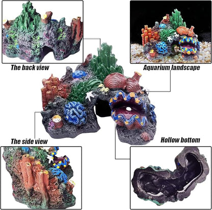 Tfwadmx Aquarium Coral Decoration Resin Fish Tank Hiding Mountain Cave Betta - Image 6