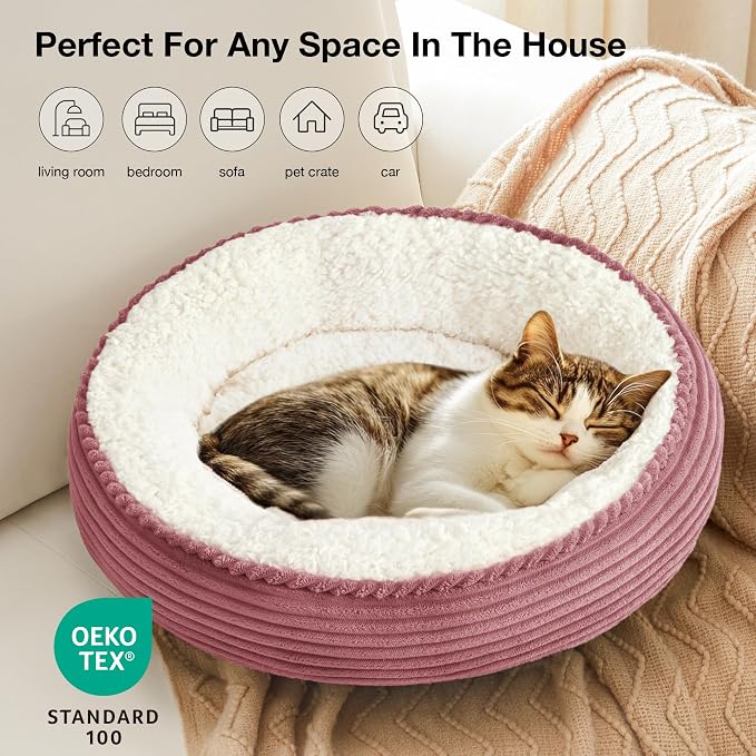 Love's cabin Round Donut Cat and Dog Cushion Bed, 20in Pet Bed - Image 6