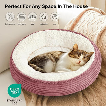 Love's cabin Round Donut Cat and Dog Cushion Bed, 20in Pet Bed - Image 6