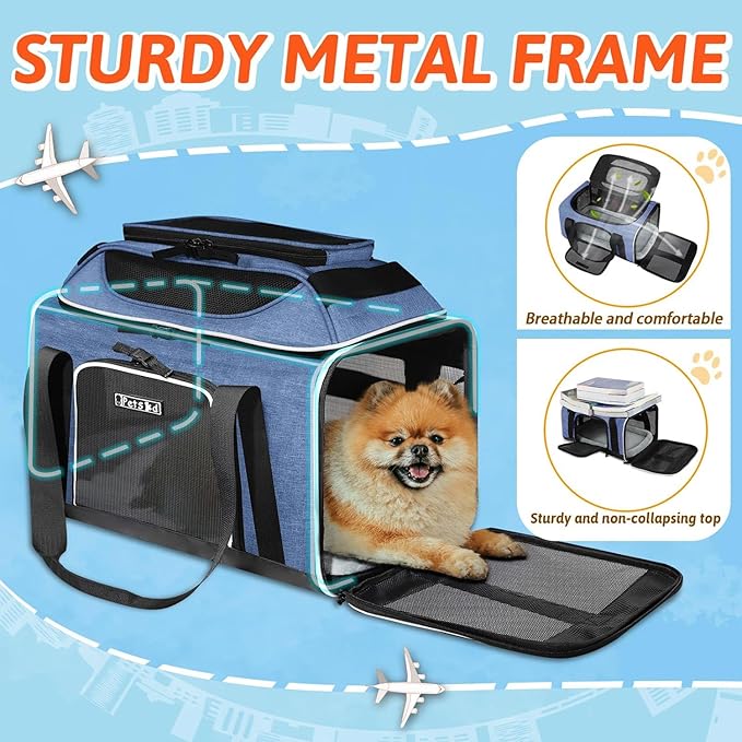 Petskd Top-Expandable Pet Carrier 17x11x9.5 Inches Alaska Airline Approved - Image 6