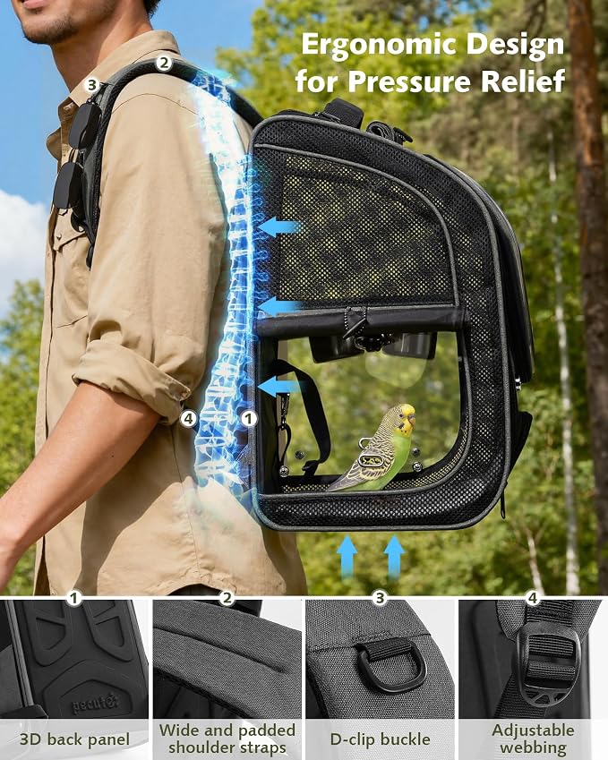 Pecute Bird Backpack Carrier for Small Birds, Bird Carrier - Image 4