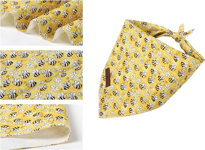 Lionet Paws Spring Summer Bee Dog Bandana Washable Cotton Handkerchief Scarf - Image 5