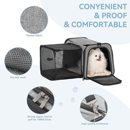 Petsfit 19"X12" X12" Expandable Pet Carrier, Square Expansion Reduces Pet - Image 5