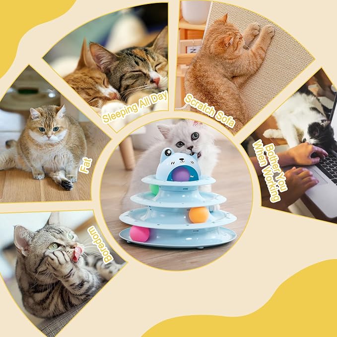 Gefryco Cat Toys 4-Tier Roller Track, Turntable Cat Tower Toy - Image 5