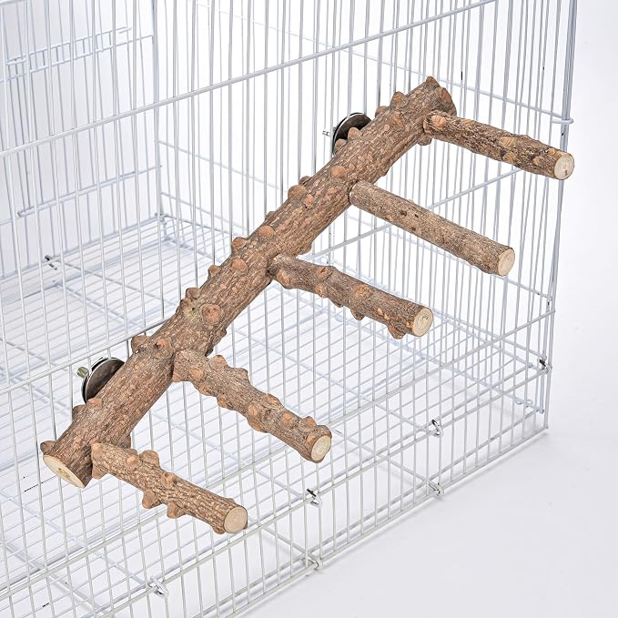 Mogoko Bird Ladder Perch for Cage, Natural Wood Bird Parrot Perch Stand Parrot - Image 2