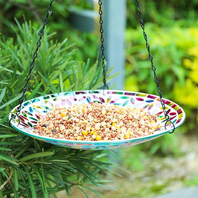 VCUTEKA Hanging Bird Bath, Glass Mosaic Bird Baths - Image 8