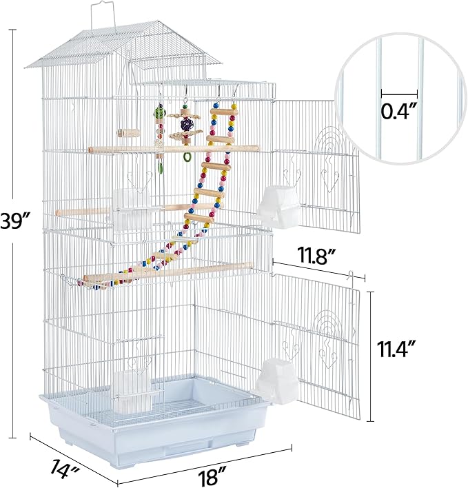 Yaheetech 39-inch Roof Top Medium Parakeet Bird Cages - Image 4