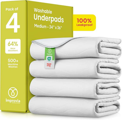IMPROVIA® Washable Underpads, Heavy Absorbency Reusable Incontinence Pads by IMPROVIA