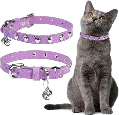 EXPAWLORER Leather Cat Collar for Girl Boy- Adjustable Pet Collar by EXPAWLORER