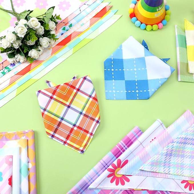 100 Pcs Spring Dog Bandanas Bulk Pet Bibs Colorful Triangle Scarf Pet Bandanas - Image 7