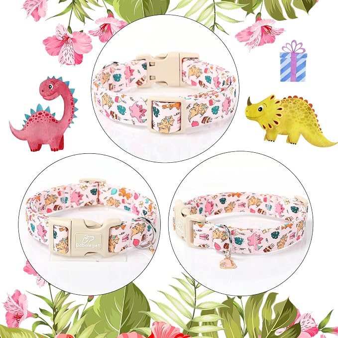 Cute Dinosaur Dog Collar, Adjustable Pink Dino Dog Collars - Image 5