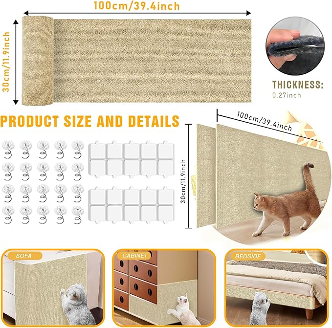 Cat Scratch Mat, Couch Protector from Cats Claw, Cat Scratch Furniture - Image 2
