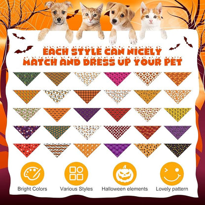 Aliceset 180 Pcs Halloween Dog Bandanas Bulk Halloween Bandana - Image 3