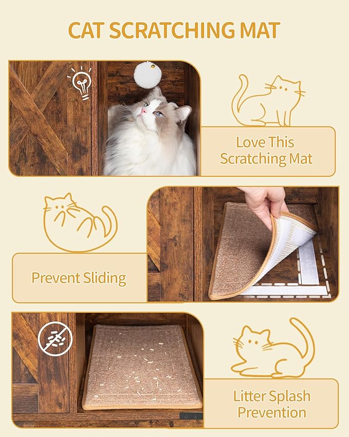 Cat Litter Box Enclosure, Hidden Litter Box Cabinet Furniture - Image 7