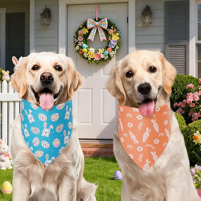 Easter Dog Bandanas XLarge 2PCS, 4 Pattern Colorful Scarf - Image 4