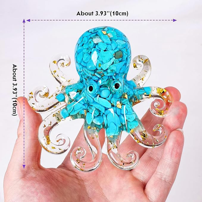 Octopus Decor Aquarium Turquoise Decorative Resin Glass - Image 2