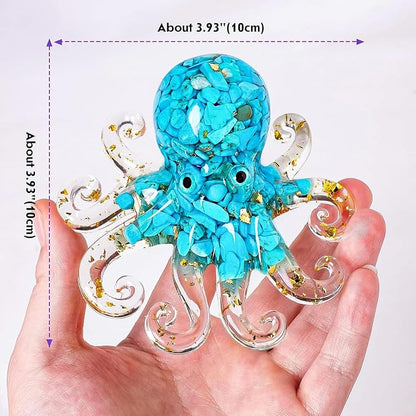 Octopus Decor Aquarium Turquoise Decorative Resin Glass - Image 2