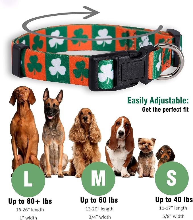 Native Pup St Patricks Dog Collar- Saint Patrick Green Shamrock Pet Collars- - Image 3