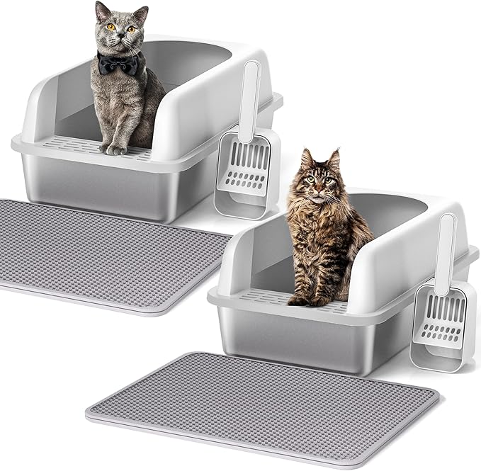 Henkelion 2 Pack Stainless Steel Cat Litter Box by Henkelion