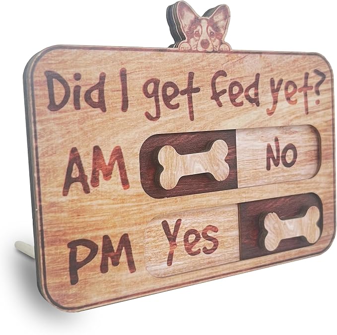 Dog Feeding Tracker-AM PM 2-Meal Wooden Fridge Magnets by GHTRP