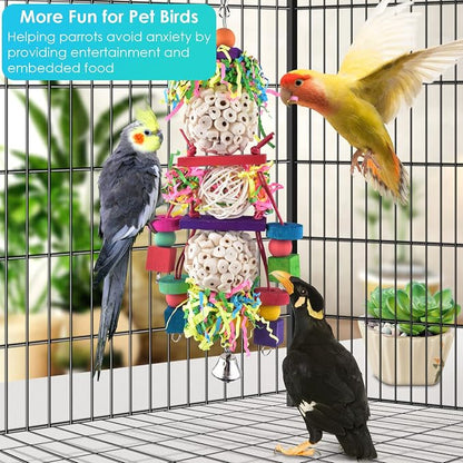 Bissap Conure Toys, Bird Parrot Foraging Shredder Hanging Toys Sola Balls Sepak - Image 3