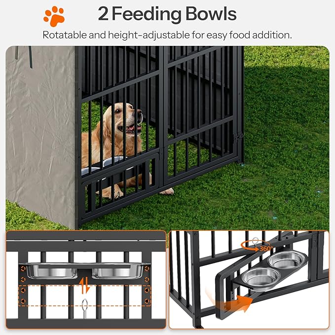 HOOBRO Outdoor Dog Kennel with Cover, 6.6 x 3.9 x 5.9 ft Dog Kennel Outside - Image 6