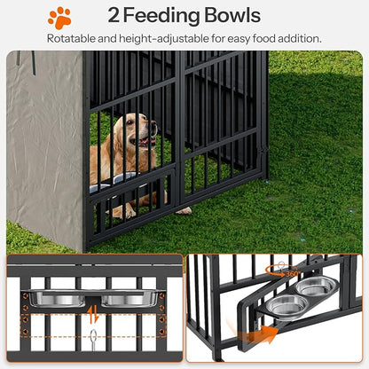 HOOBRO Outdoor Dog Kennel with Cover, 6.6 x 3.9 x 5.9 ft Dog Kennel Outside - Image 6