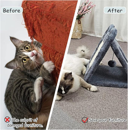Fhiny Triangle Cat Scratching Post, Natural Sisal Cat Standing Scratch Board - Image 5