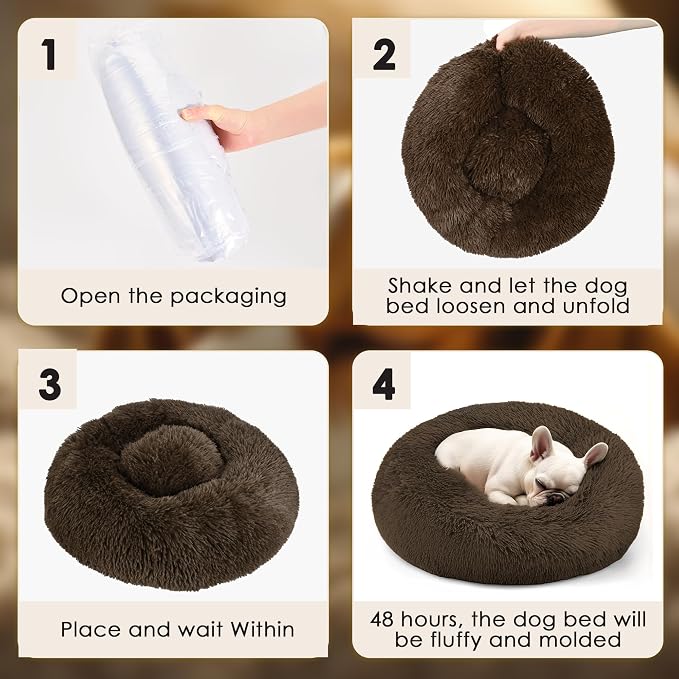 28in Large Dog Bed, Medium Size Dog and Cats, Calming Donut Bed - Image 6