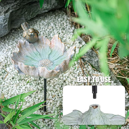 MUMTOP Outdoor Antique Bird Bath Small Flower Bird Baths Bowl Resin Birdbaths - Image 5