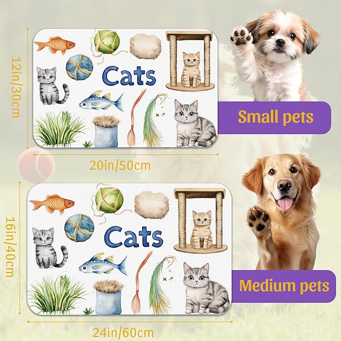 Cat Fun Pet Feeding Mat, Absorbent Bowl Pad - Image 2