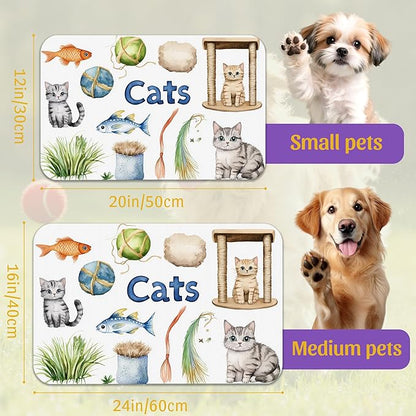 Cat Fun Pet Feeding Mat, Absorbent Bowl Pad - Image 2