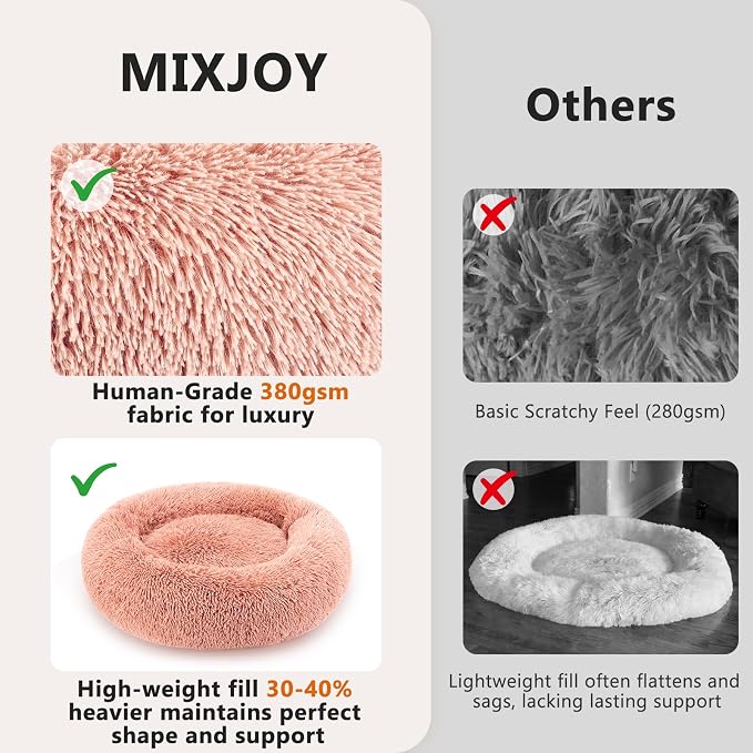 MIXJOY Orthopedic Dog Bed Comfortable Donut Cuddler Round Pet Beds Ultra Soft - Image 4