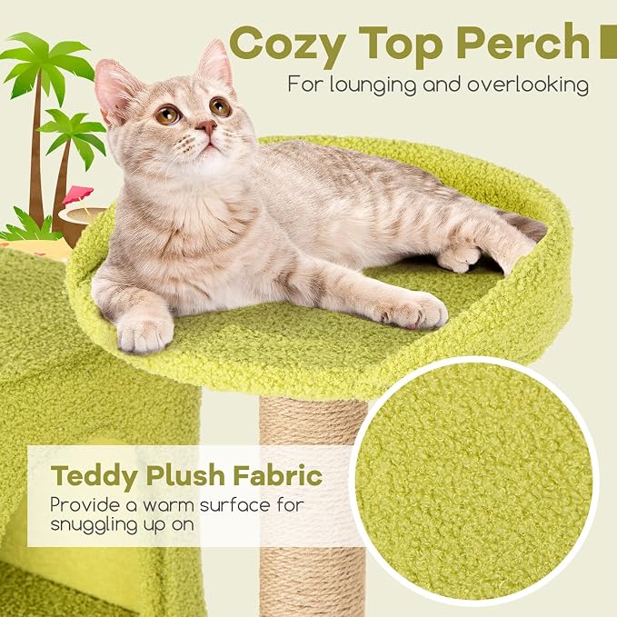 Tangkula 71 Inch Tall Cat Tree, 2 Cat Condos, Artificial Plant, Hanging Toys - Image 6