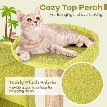 Tangkula 71 Inch Tall Cat Tree, 2 Cat Condos, Artificial Plant, Hanging Toys - Image 6
