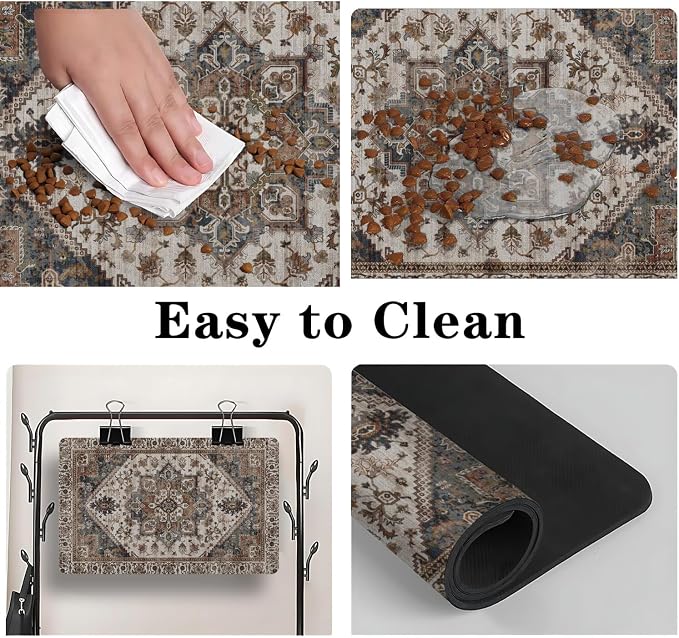 Dog Food Mats for Floors, Absorbent and Quick-Drying Pet Cat Food Mat, - Image 4