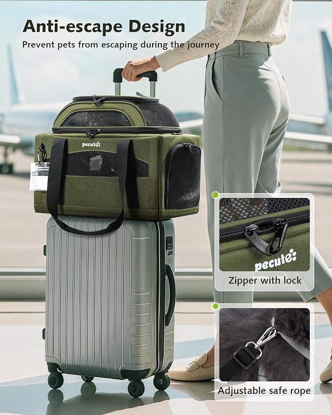 Pecute Top Side Expandable Pet Carrier Airline Approved Dog Cat Carrier - Image 5
