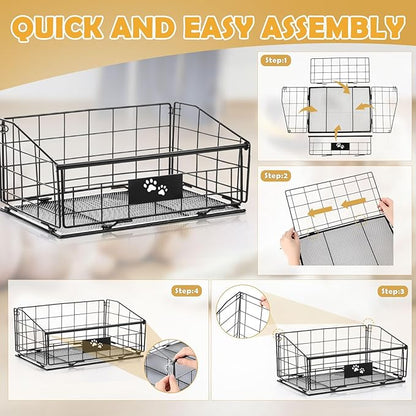Mimorou 3 Pack Metal Dog Toy Baskets Multi-sized Foldable Dog Toy Bins Box - Image 4