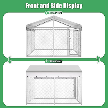 HITTITE Extra Large Outdoor Dog Kennel, Galvanized Chain Link Dog Runs - Image 7