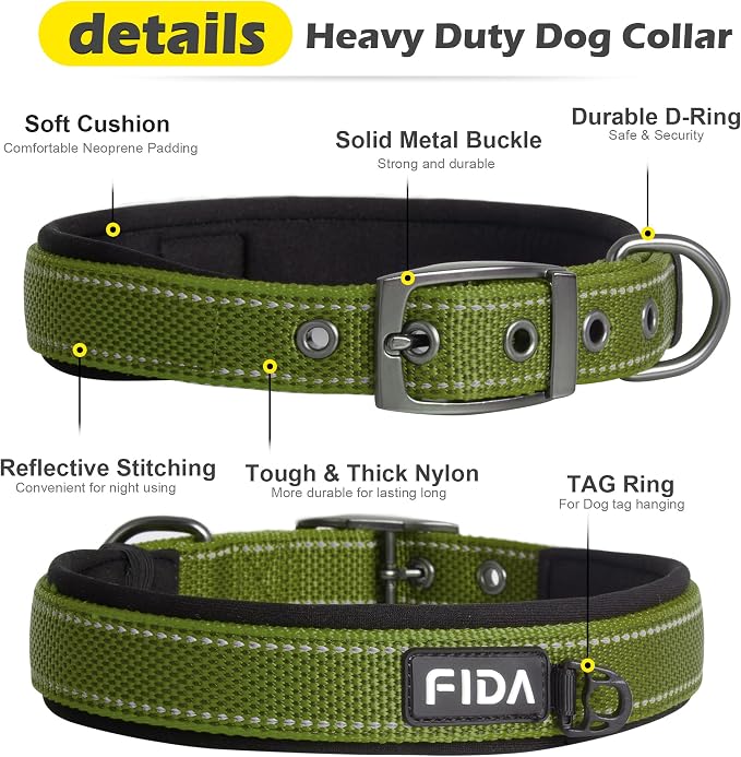 Fida Heavy Duty Dog Collar for Large Dogs, Ultra Comfortable Soft Neoprene - Image 2