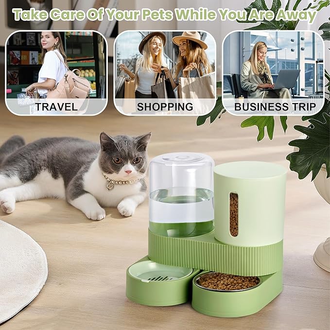 2 Pack Automatic Cat Feeder Stainless Steel Water Dispenser Gravity Food Feeder - Image 7