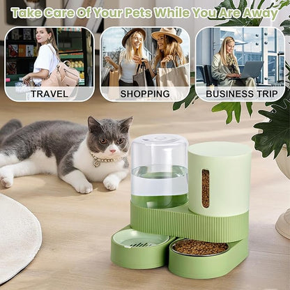 2 Pack Automatic Cat Feeder Stainless Steel Water Dispenser Gravity Food Feeder - Image 7