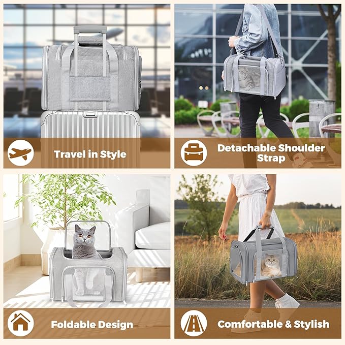 Cat Carrier Soft for Pets Up to 25 Lbs, Cat Travel Bag Soft-Sided - Image 5
