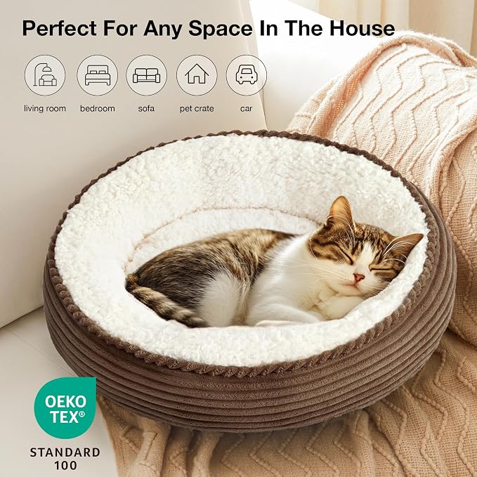 Love's cabin Round Donut Cat and Dog Cushion Bed, 20in Pet Bed - Image 6