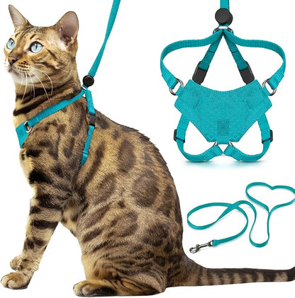 Houdini™ Escape Proof Cat Harness and Leash Set by OutdoorBengal – Turquoise by OutdoorBengal