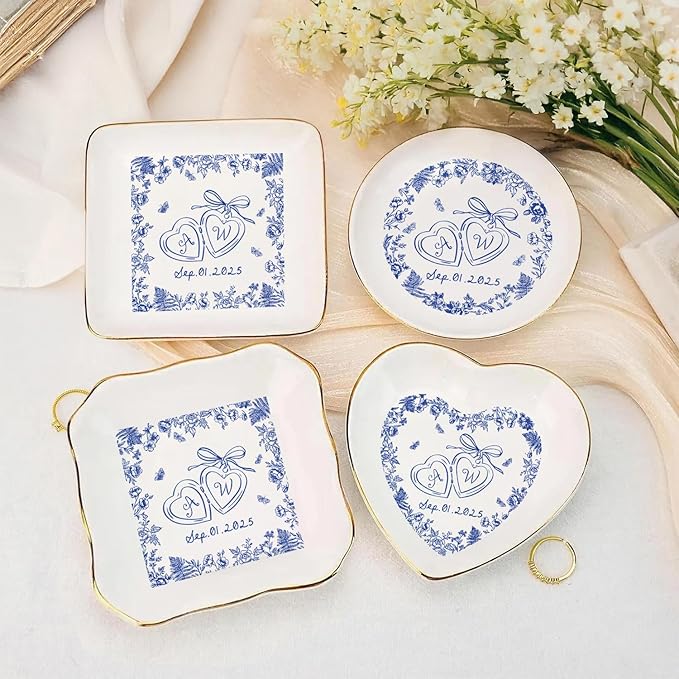 Personalized Ring Dish Engagement Gift, Engaged Ring Holder, Custom Wedding - Image 6
